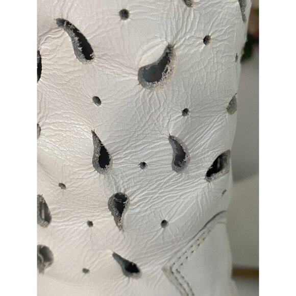 B.L.T. Santa Barbara Perforated Leather Western Boots Made in Spain Size 6 White - Picture 4 of 16